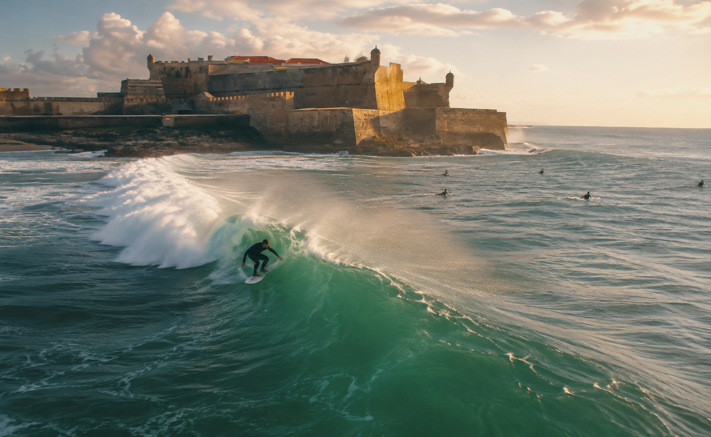 Surfer at Carcavelos fort
